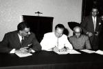 Potpisivanje zajedni?ke izjave o razgovorima sa predsednikom Naserom i premijerom Nehruom
